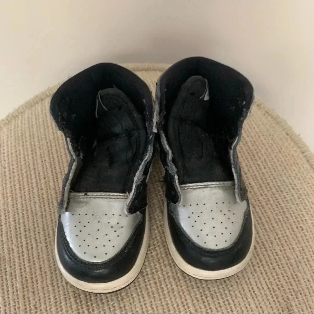 Kids Nike Air Jordan High Top Sneakers  Black Silver 6 - Picture 7 of 10